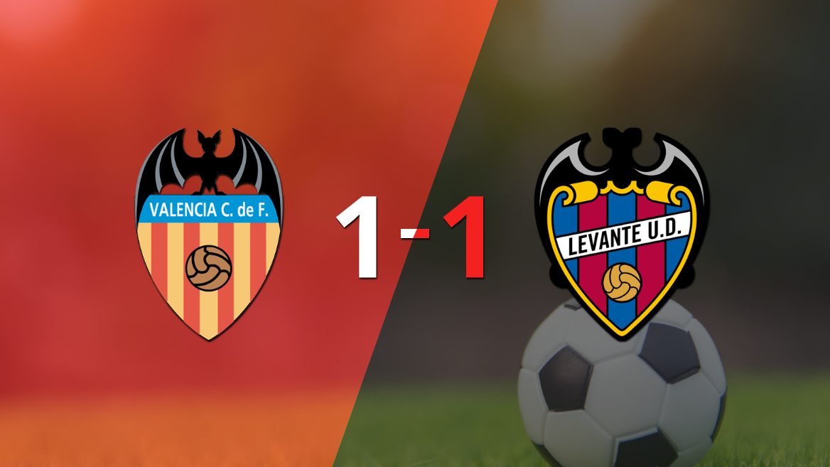 Valencia y Levante se reparten los puntos y empatan 1-1