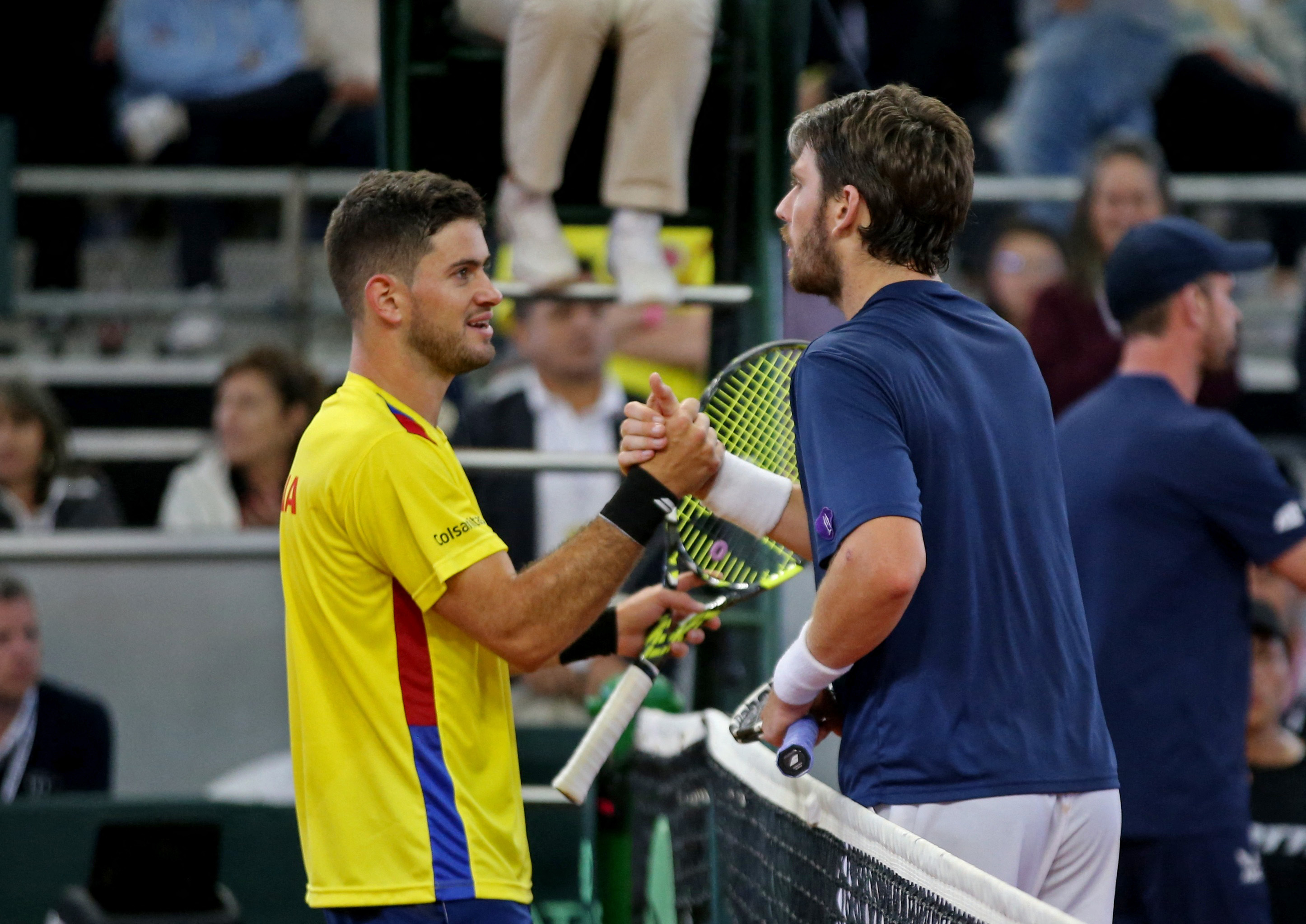 Tennis - Davis Cup - Qualifiers - Colombia v Britain - Pueblo Viejo Country Club, Cota, Colombia - February 4, 2023  Britain's Cameron Norrie after winning his match against Colombia's Nicolas Mejia REUTERS/Luisa Gonzalez