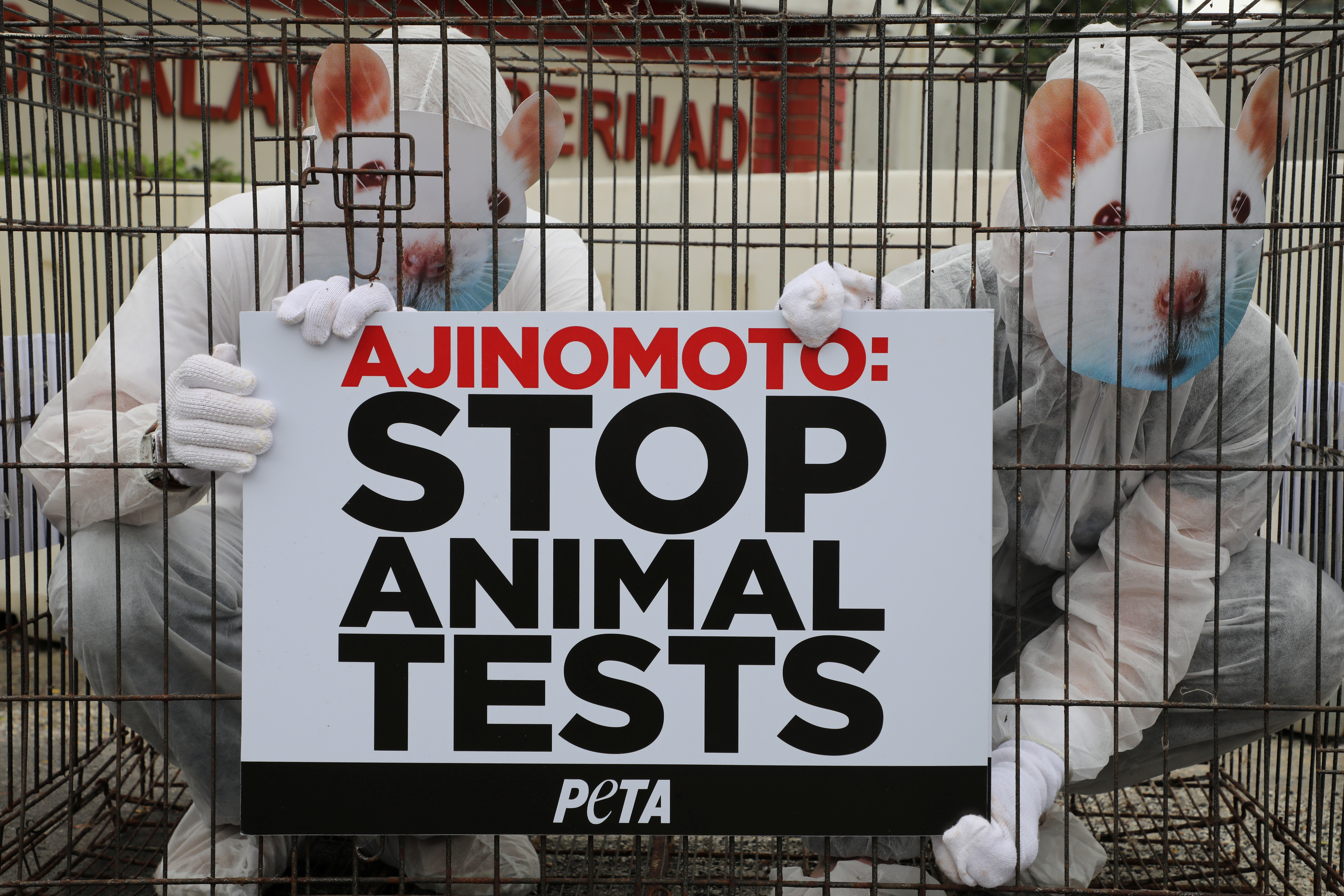 Activistas de la ONG PETA (People for the Ethical Treatment of Animals), protestan en Malasia contra el maltrato animal (REUTERS/Lim Huey Teng)