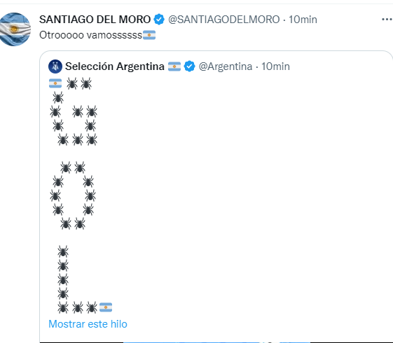 Santiago del Moro apoyó a la selección argentina frente a Australia (Foto: Twitter)