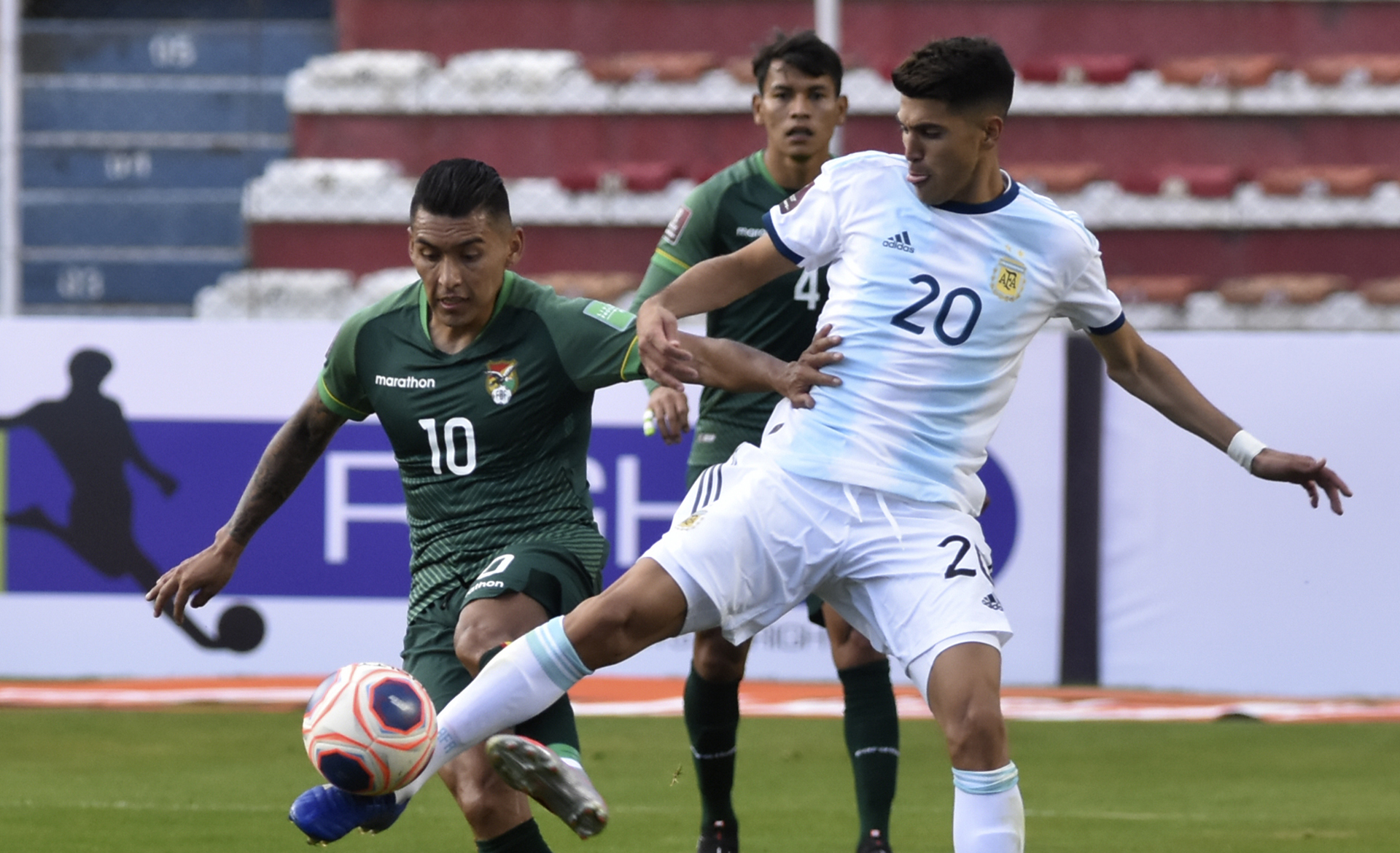 Exequiel Palacios fue uno de los puntos altos del seleccionado. En el segundo tiempo se lo vio muy activo al ex jugador de River