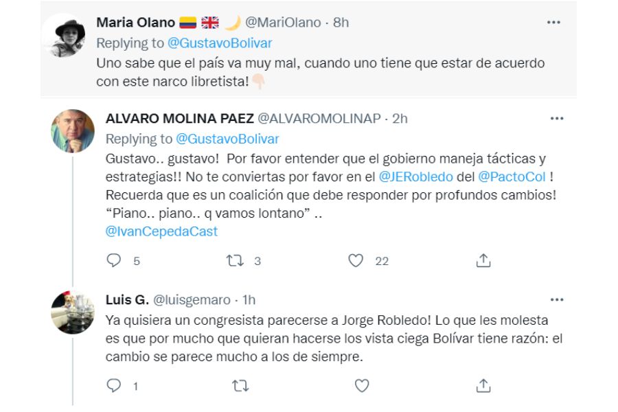 Reacciones a trino de gustavo Bolívar sobre directivas del Congreso