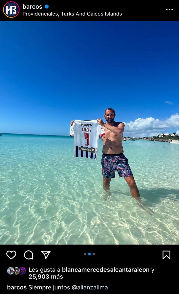 Hernán Barcos muestra su cariño por Alianza en sus vacaciones. (Instagram)