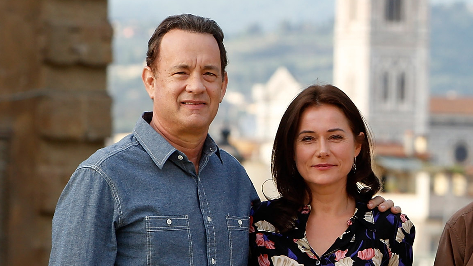 Junto a Tom Hanks en Florencia, para la presentación de Inferno (Elisabetta A. Villa/Getty Images)