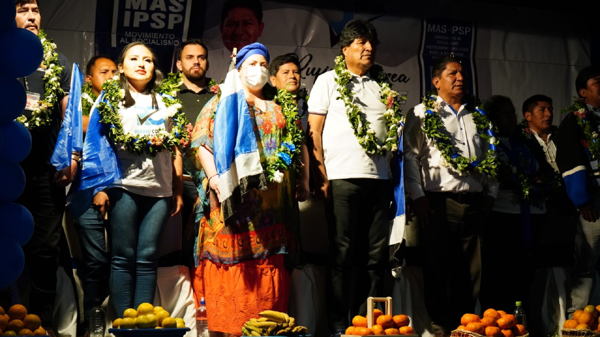 Evo Morales en el acto de campaña del domingo (@EDelCastilloDC)