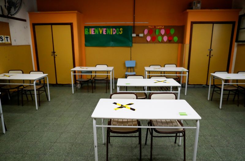 Aula vacía en una escuela de Buenos Aires (REUTERS/Agustin Marcarian)