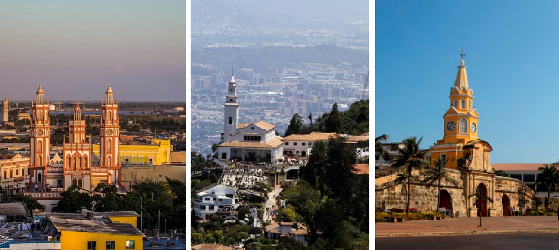 En la imagen las ciudades de Barranquilla, Bogotá y Cartagena, algunas de las nominadas en los World Travel Awards.