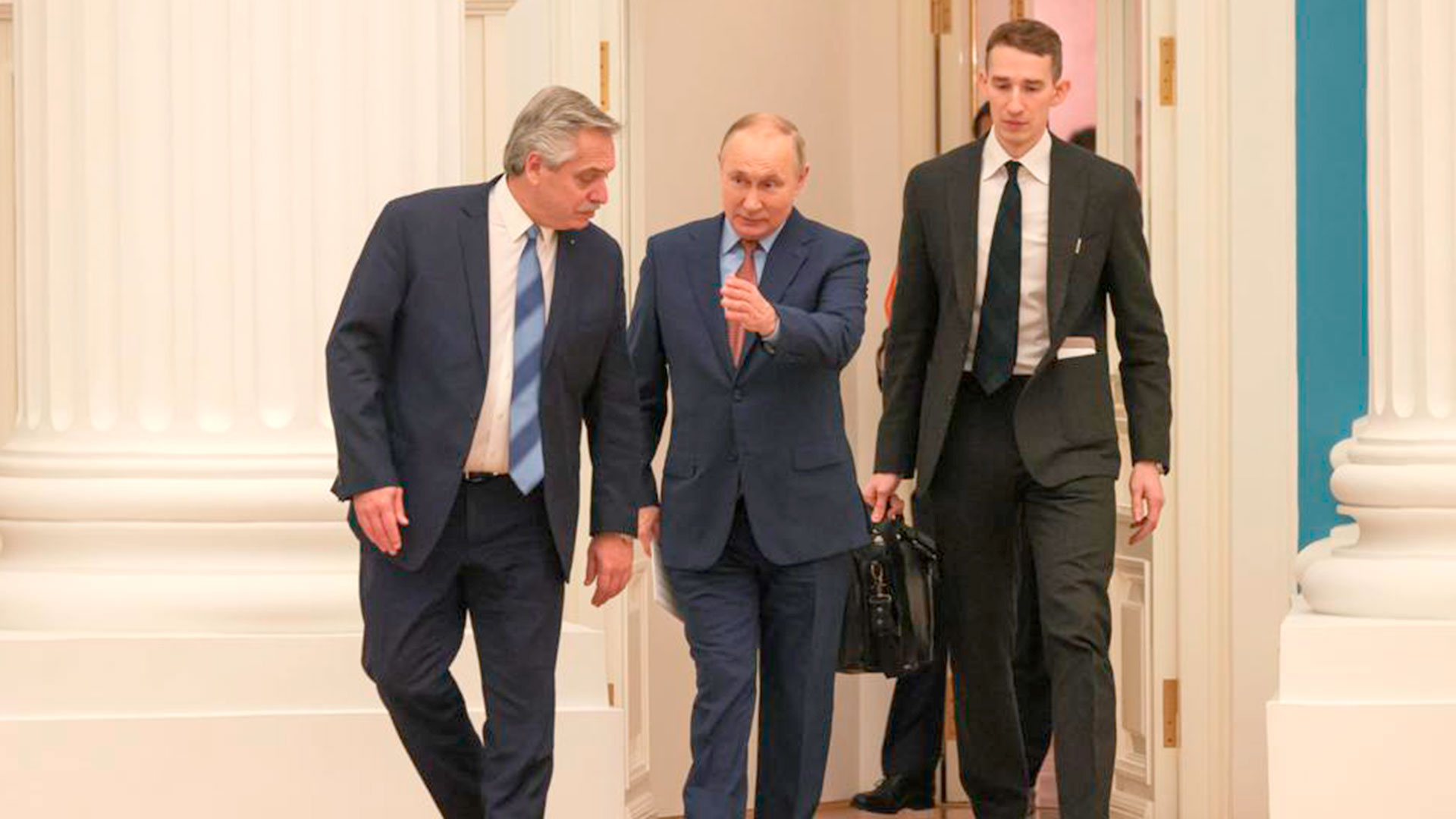 Alberto Fernández y Vladimir Putin durante su encuentro en el Kremlin