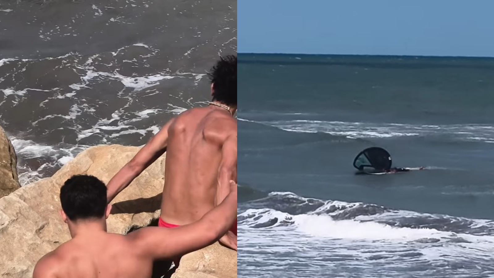 Con tablas de surf, guardavidas rescataron a un joven en Mar del Plata 