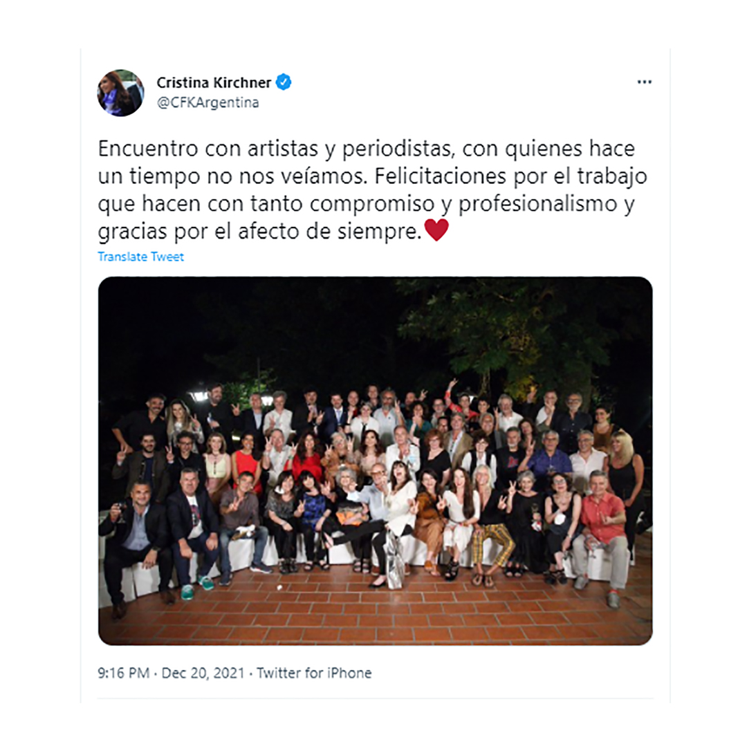 El tuit que publicó la vicepresidenta en su cuenta personal (@CFKArgentina)