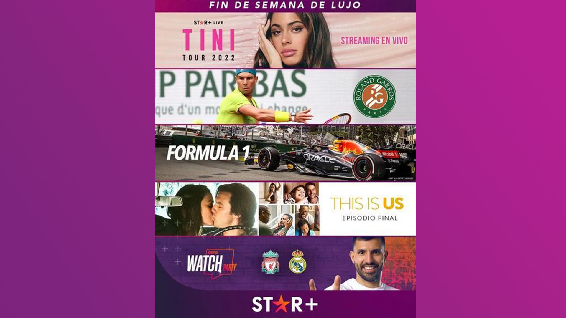 Roland Garros, Champion League, F1 en Mónaco y el show de Tini, lo imperdible de este fin de semana en Star+