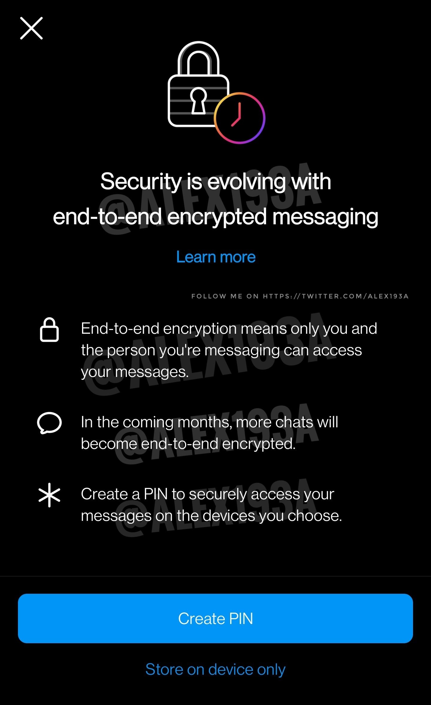 Instagram añadirá opciones de seguridad para los mensajes directos dentro de la aplicación. (Twitter/@alex193a)