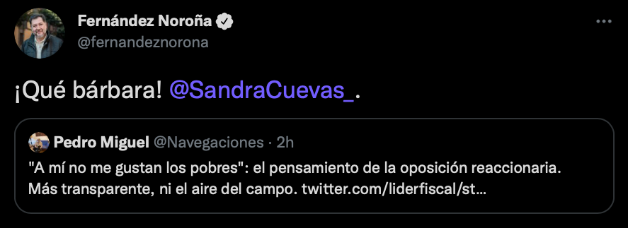 "¡Qué bárbara!", el comentario de Fernández Noroña contra la alcaldesa de Cuauhtémoc