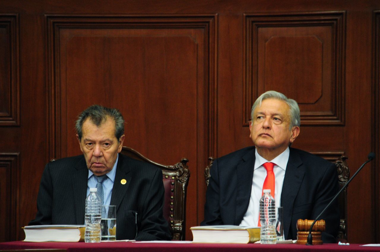 Porfirio Muñoz Ledo junto a Andrés Manuel López Obrador (FOTO: DIEGO SIMÓN SÁNCHEZ /CUARTOSCURO.COM)