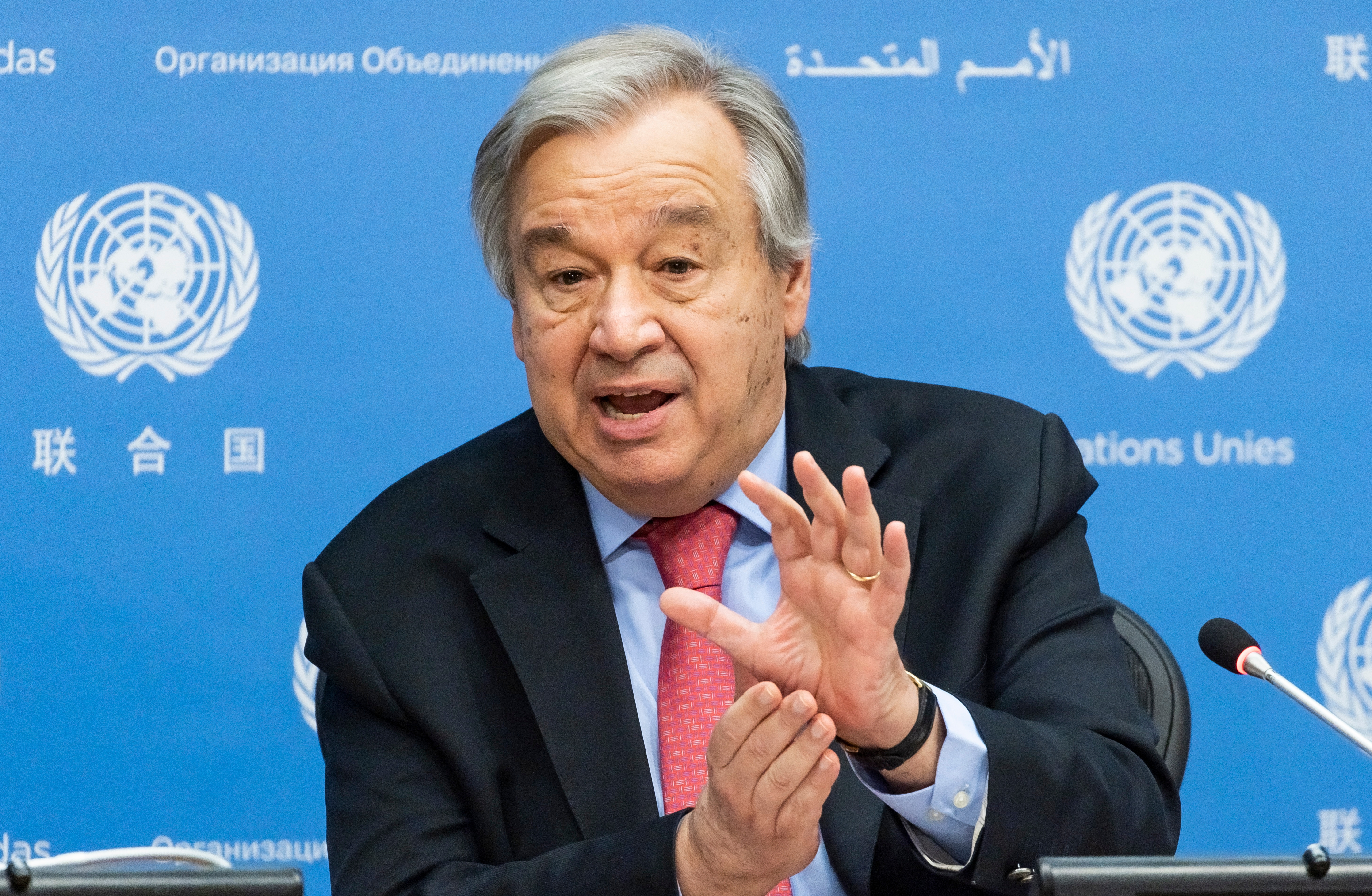 El secretario general de la ONU, Antonio Guterres, también participará de la Cumbre por la Democracia (EFE/Justin Lane)