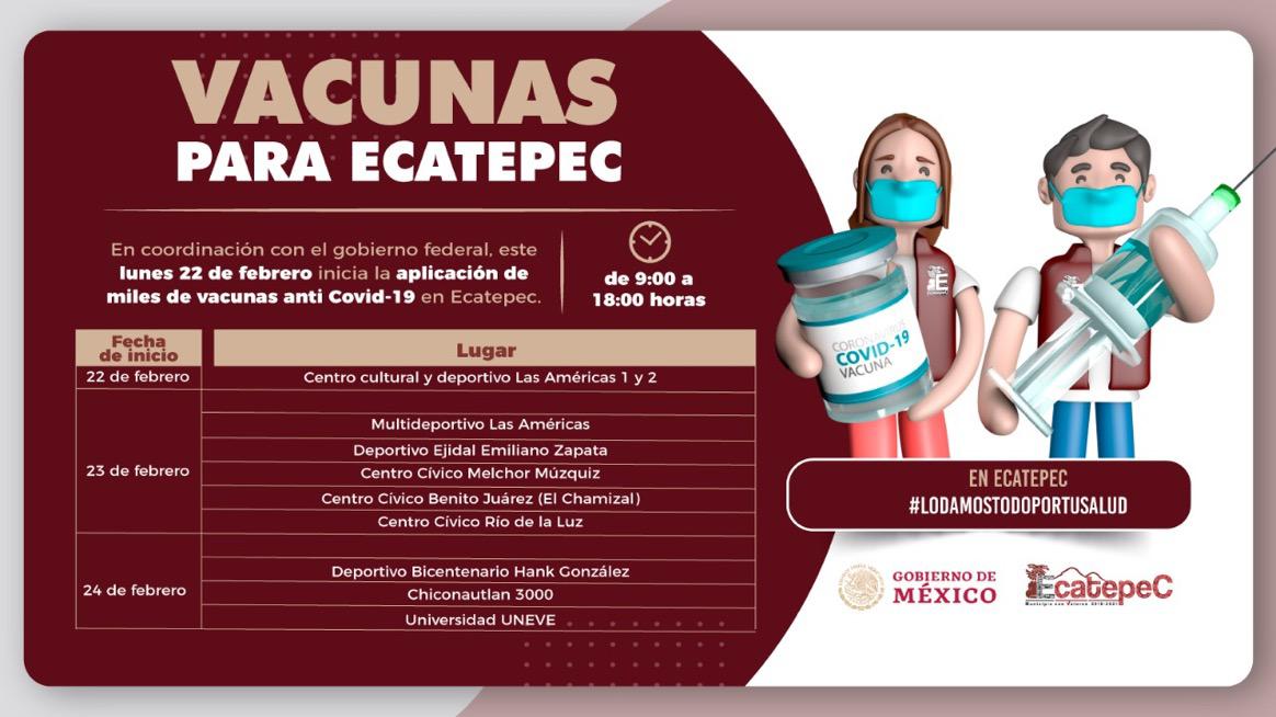 Vacunación contra COVID-19 en Ecatepec: estos son los puntos de aplicación  disponibles este 22, 23 y 24 de febrero - Infobae