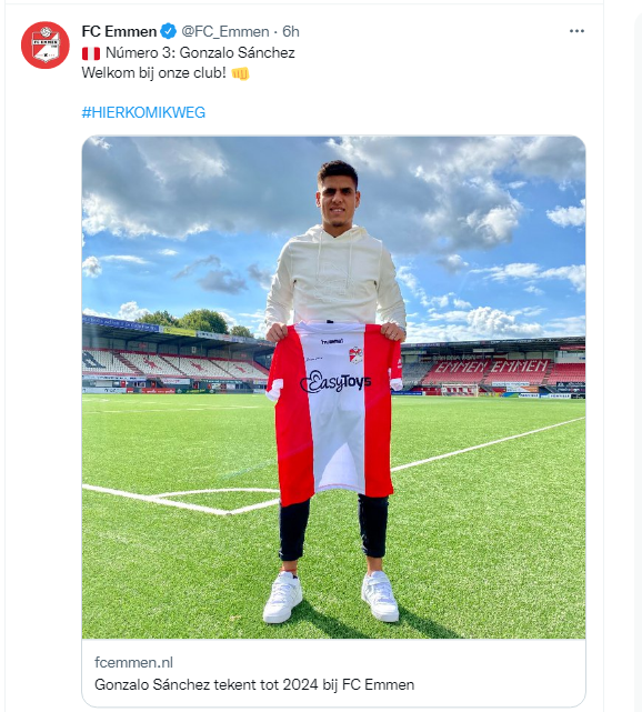 Gonzalo Sánchez sorprende y ficha por el FC Emmen de Miguel Araujo y  Fernando Pacheco - Infobae