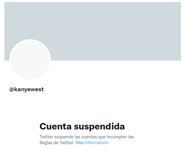 Twitter suspendió la cuenta de Kanye West por violar normas contra la violencia tras sus comentarios antisemitas. (TWITTER)