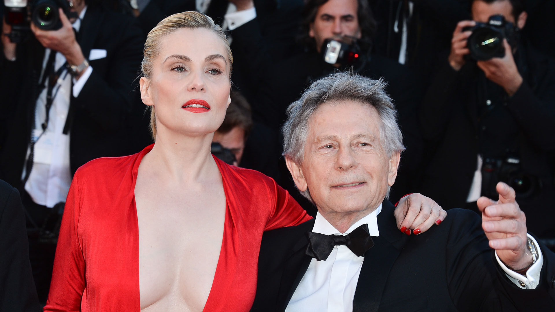 Emmanuelle Seigner y Roman Polanski en el Festival de Cannes en 2013 (George Pimentel/WireImage)