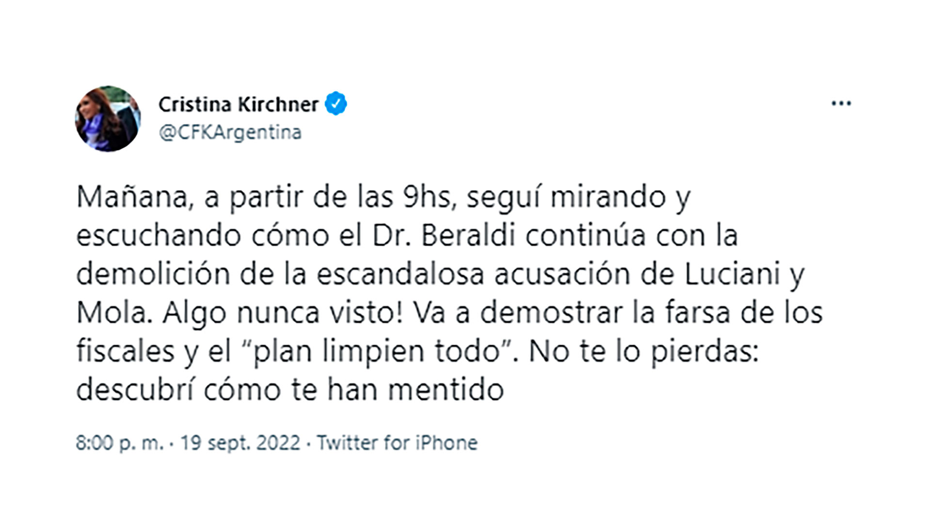 El mensaje de Cristina Kirchner con vistas a la segunda joranda de alegatos