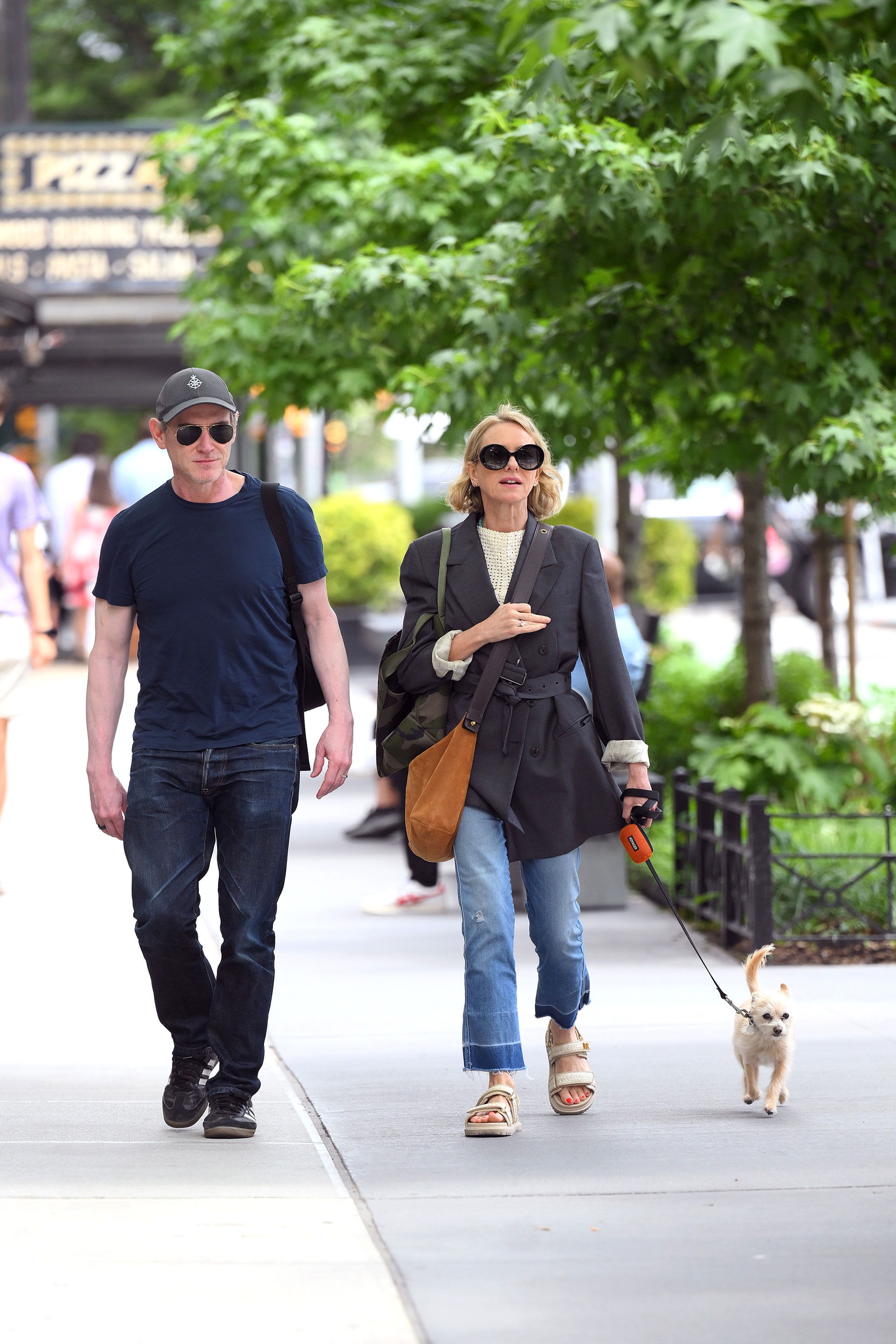 Los recién casados Naomi Watts y Billy Crudup disfrutaron de un romántico paseo por las calles de Nueva York junto a su mascota, a quien la actriz llevó de la correa. Ambos intentaron mantener un bajo perfil con el uso de lentes de sol