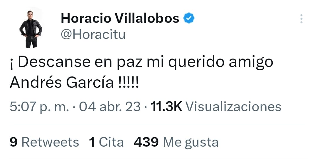 Horacio Villalobos se despidió de Andrés García (foto:twitter/@horacitu)