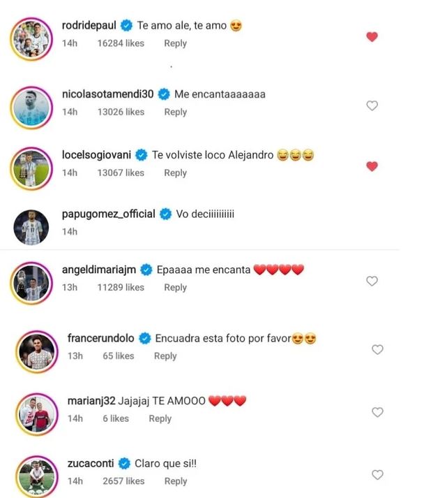 Algunos de los comentarios al posteo de Papu Gómez (Instagram)