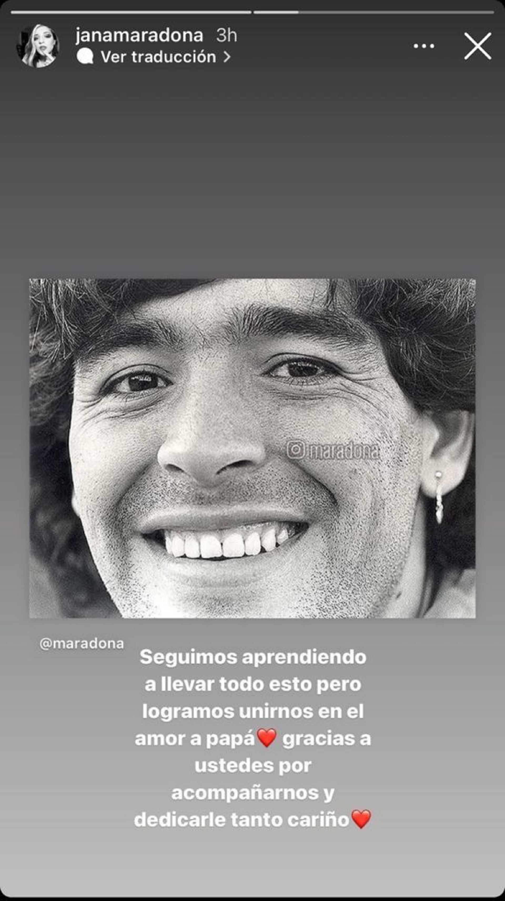 El posteo de Jana Maradona