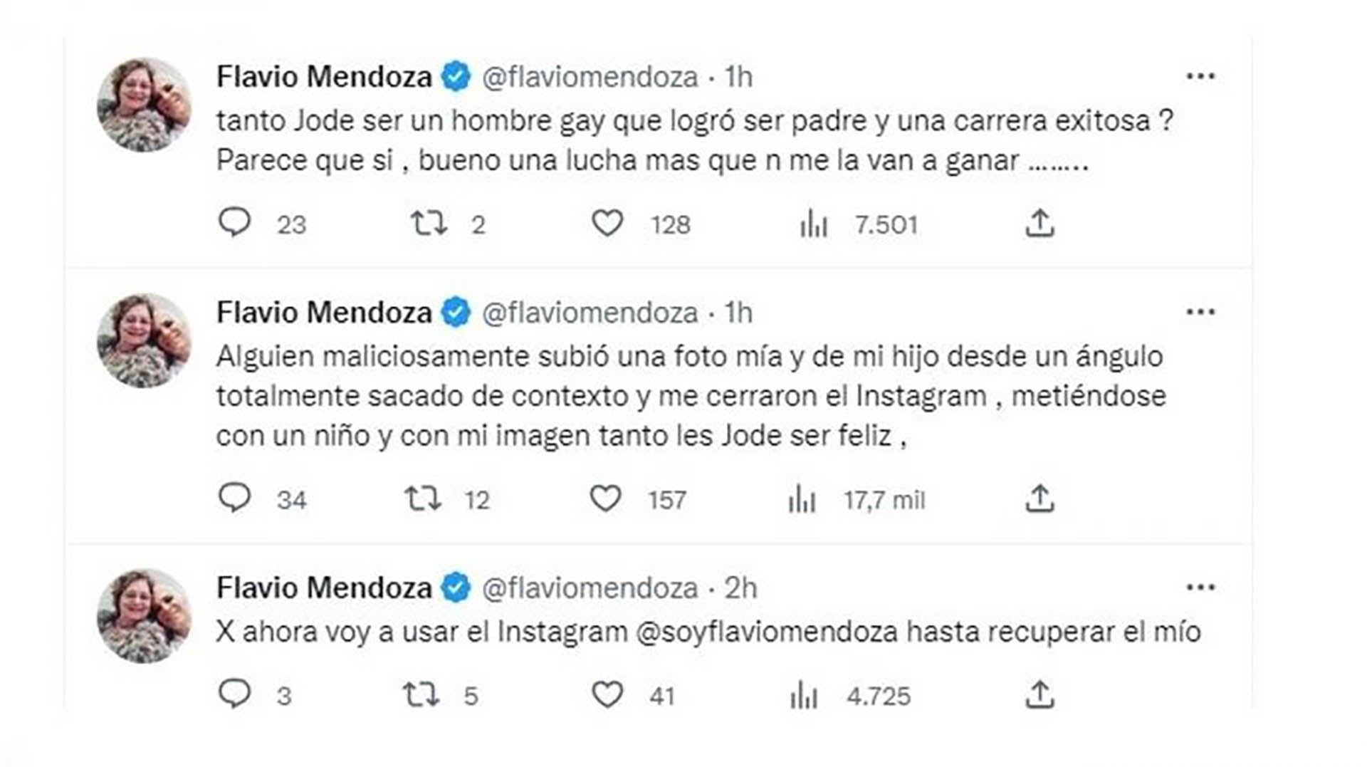 El descargo de Flavio Mendoza (Fotos: Twitter)