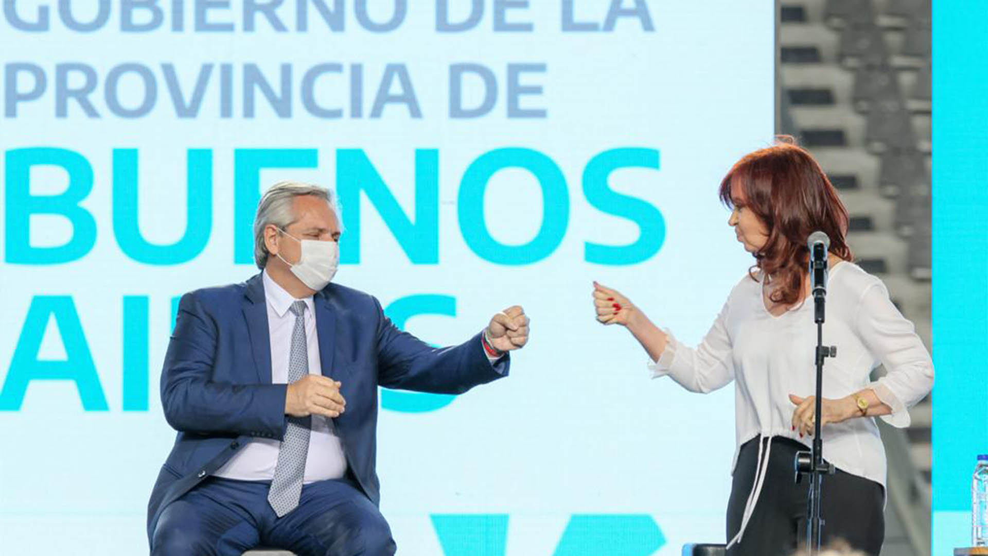 Alberto Fernández y Cristina Kirchner comparten un acto en La Plata 