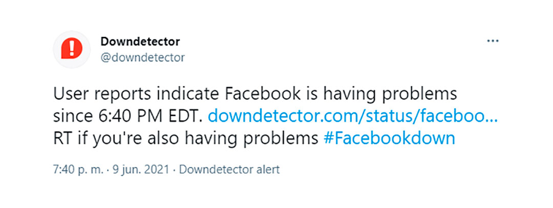 El sitio DownDetector registró problemas en Facebook desde 6:40PM