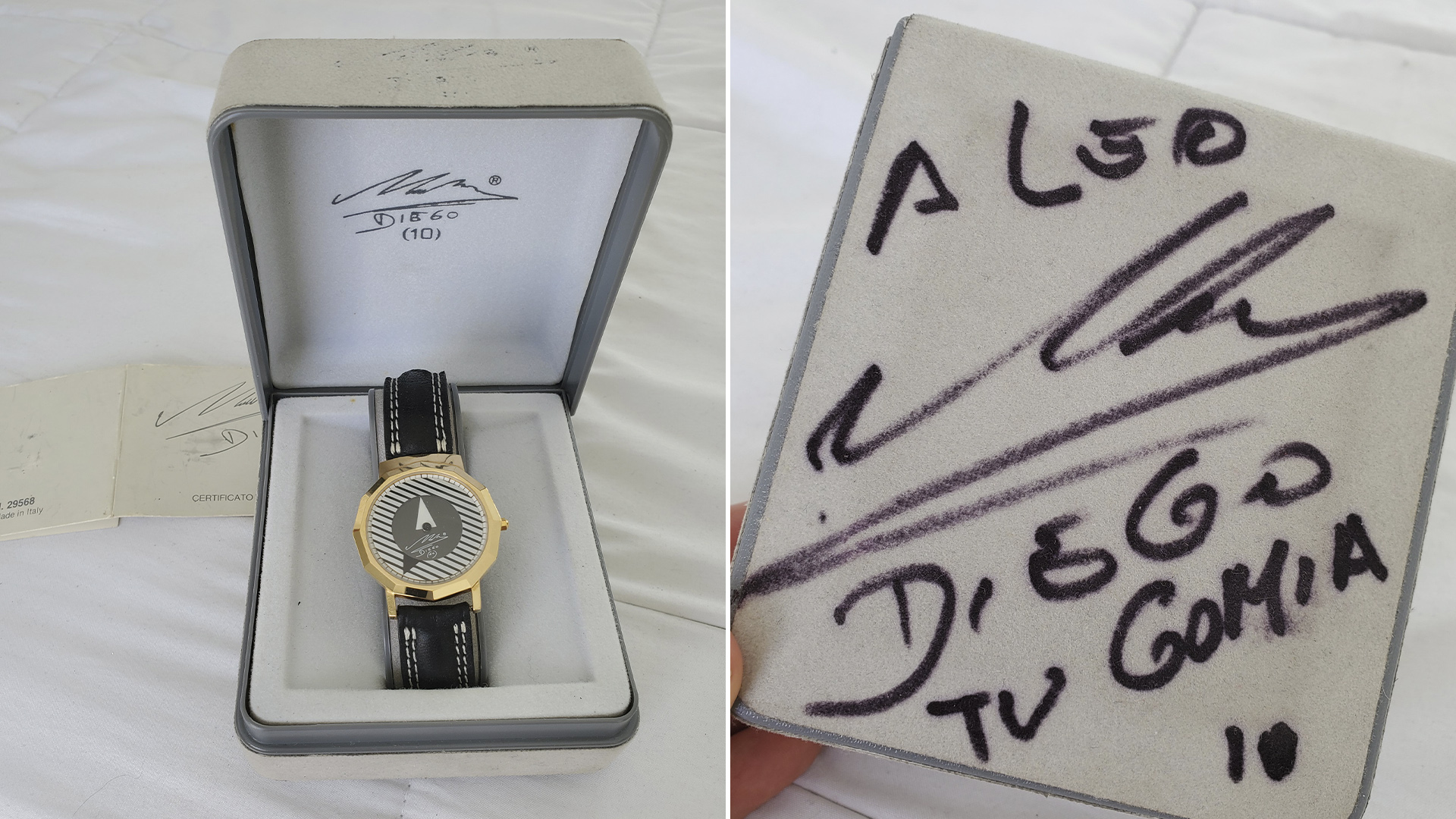 El reloj de Diego con su autógrafo que atesora Sucar