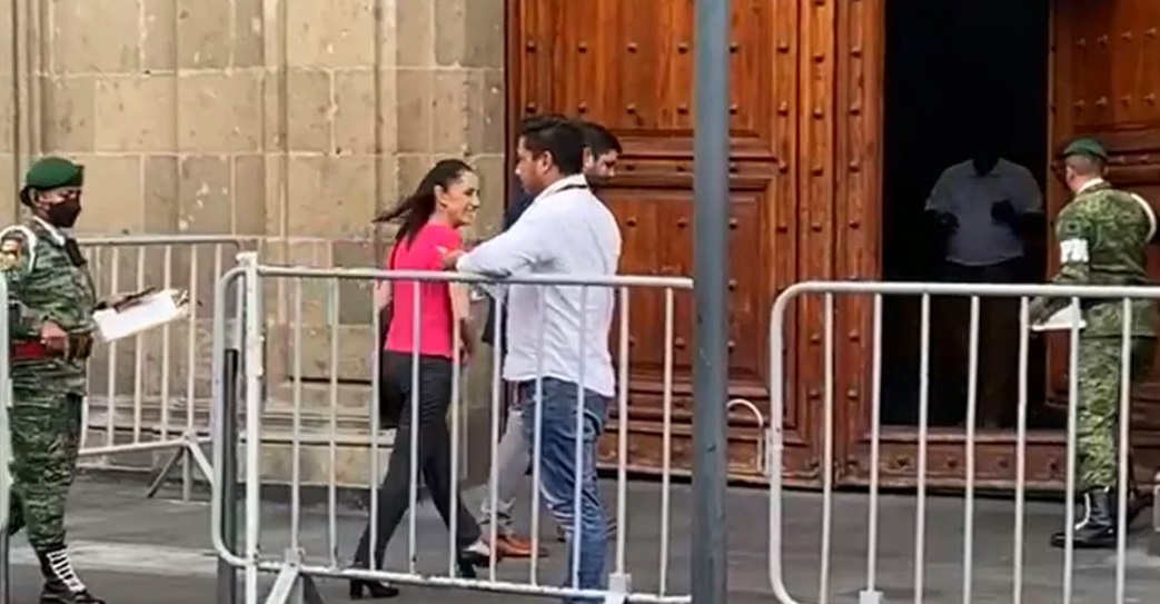 Claudia Sheinbaum arribó a Palacio Nacional (Foto: captura de pantalla)