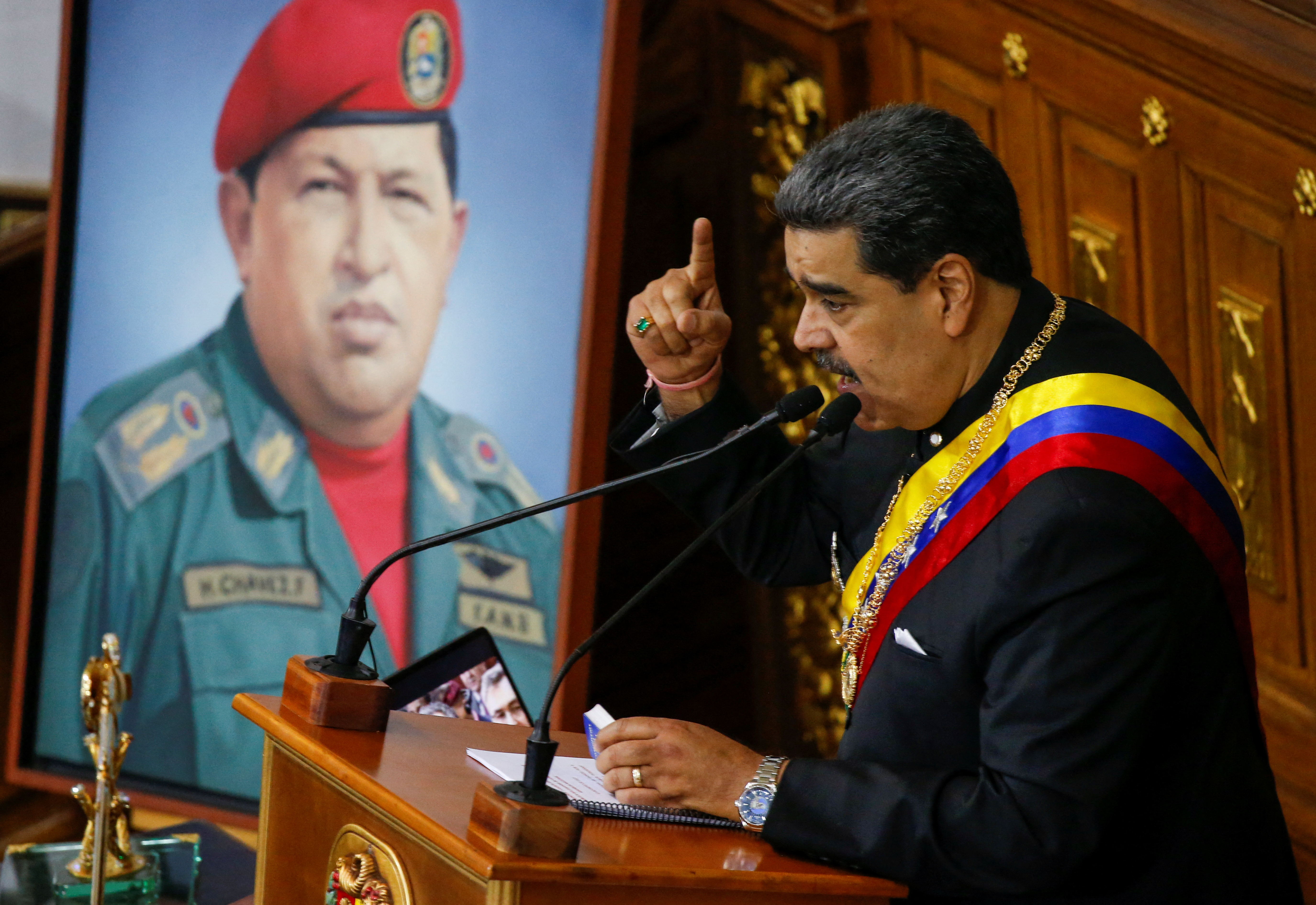 El dictador venezolano Nicolás Maduro dio un mensaje ante la Asamblea Nacional chavista para comprometerse con Vladimir Putin y Xi Jinping (Reuters)