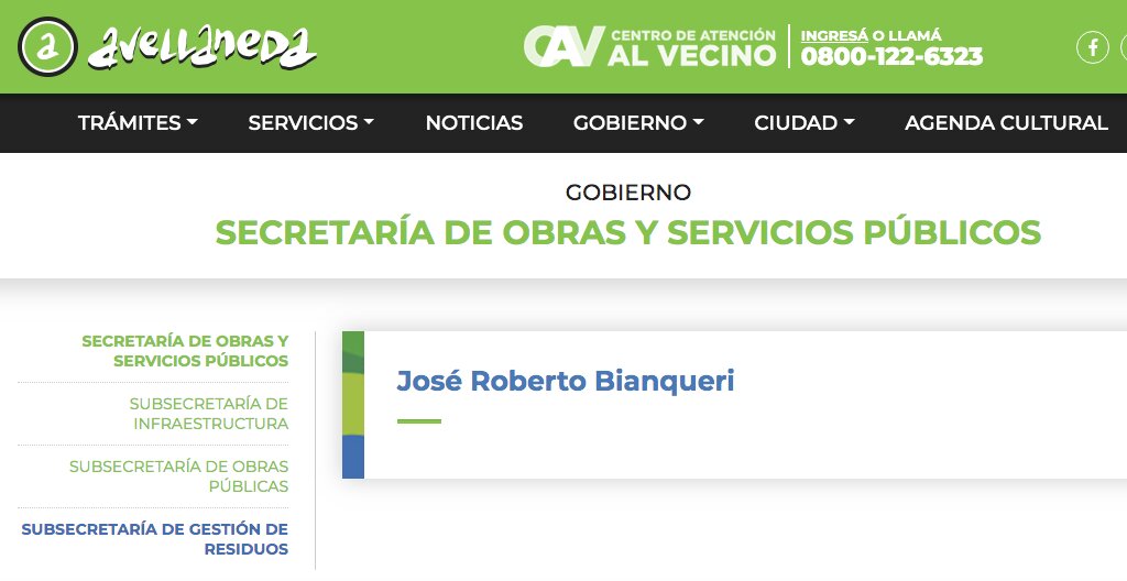 El actual subsecretario de Gestión de Residuos de Avellaneda, José Bianqueri, aparece como socio fundador de PROCIV SA. 
