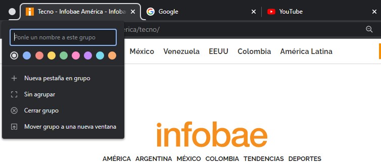 Grupos de pestañas en Chrome (Captura)