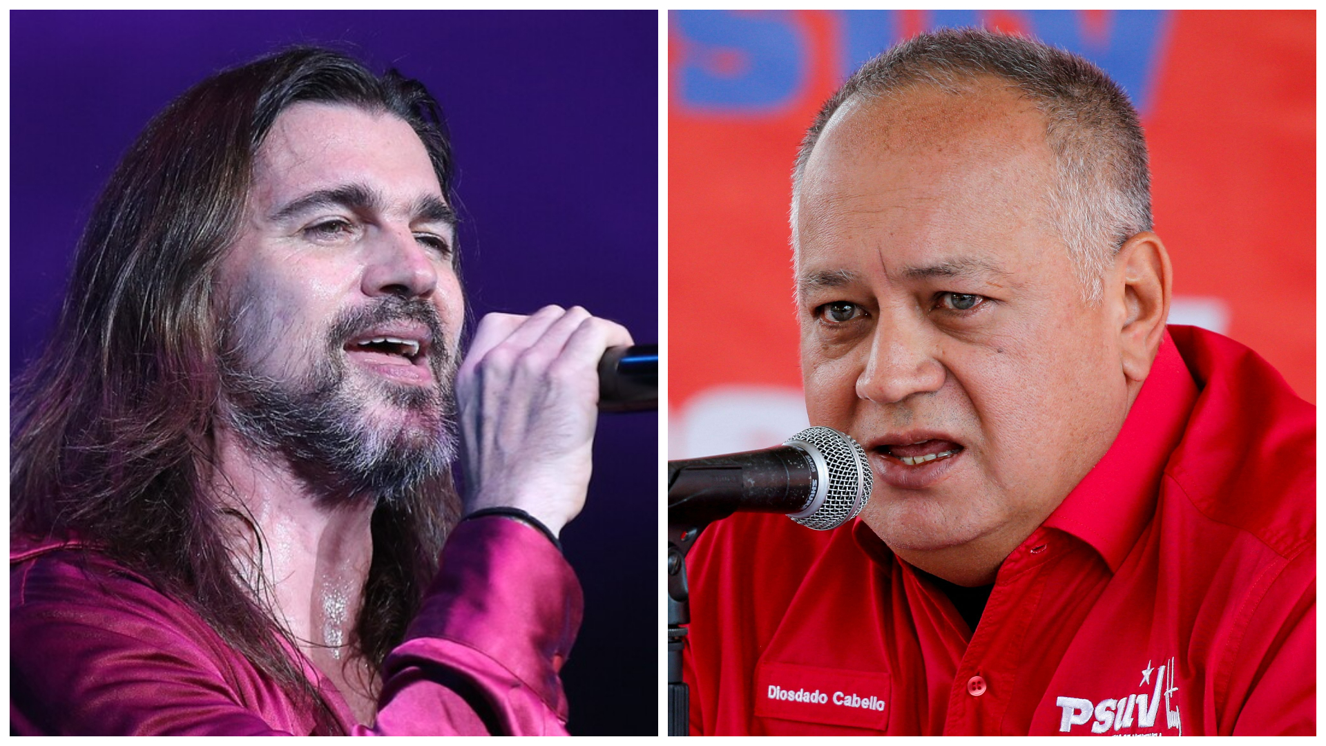 Diosdado Cabello arremetió contra el cantante Juanes por presentarse en Venezuela: “Es un inmoral”. Fotos: Colprensa y Reuters.