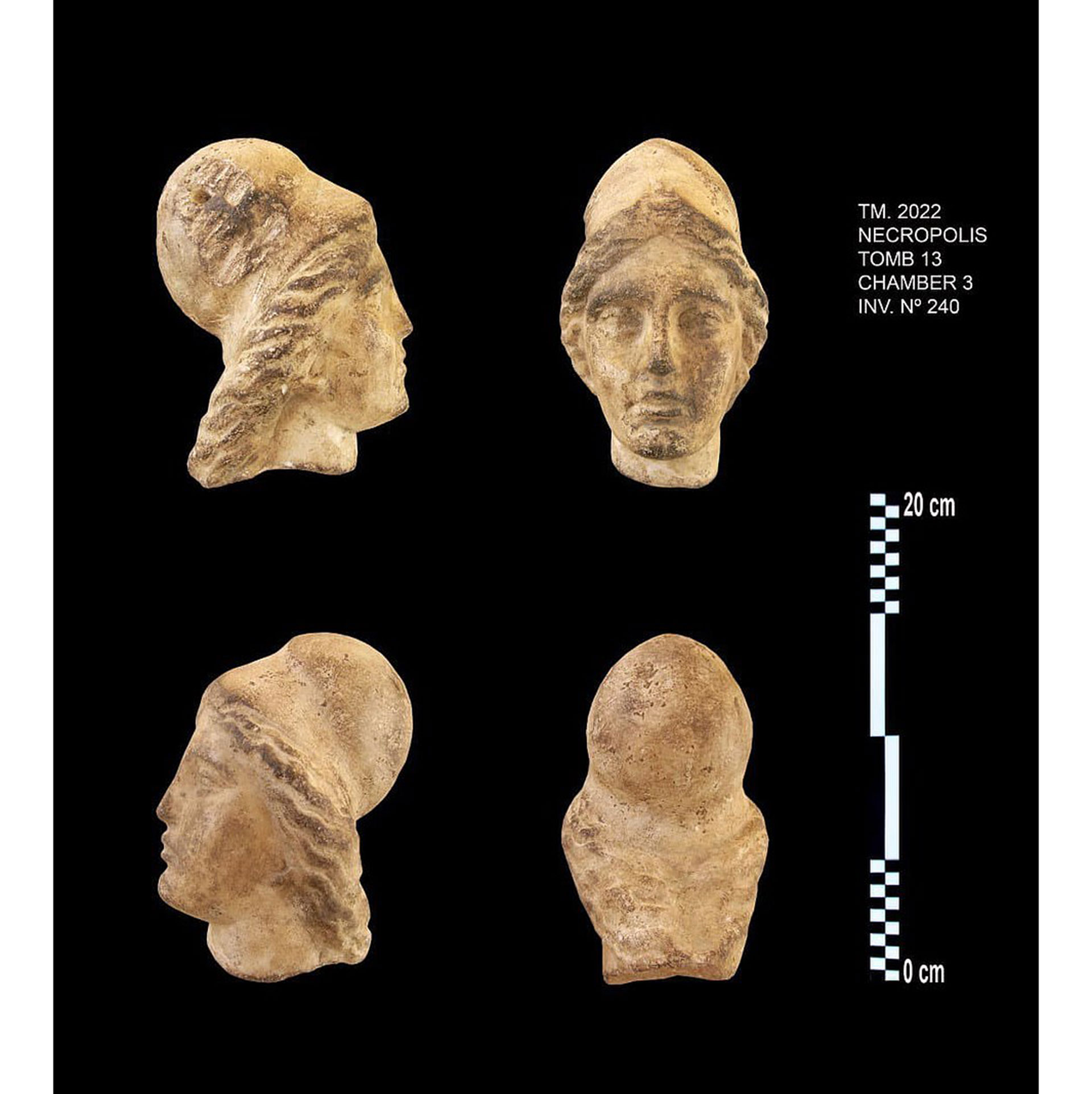 La misión halló las cabezas de dos estatuas hechas de alabastro, una de ellas de una persona del período ptolemaico, y la otra probablemente una representación de la esfinge