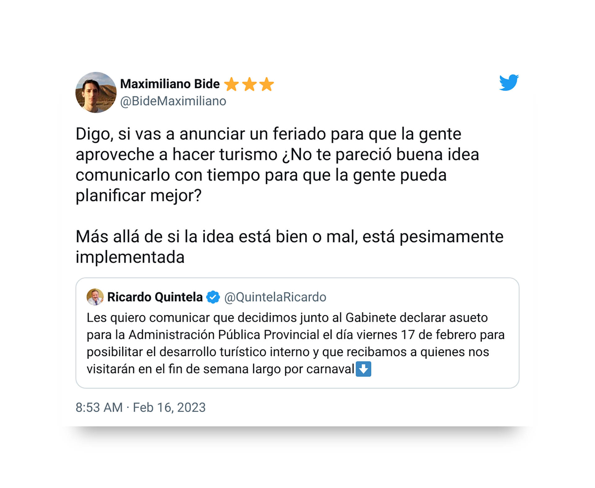 Un usuario de Twitter repudi la decisin del Gobierno de La Rioja