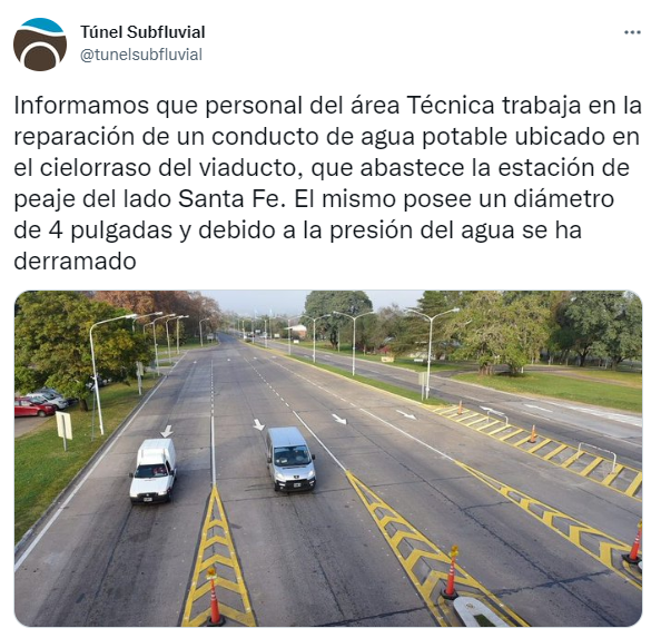 Tweet del Túnel Subfluvial.