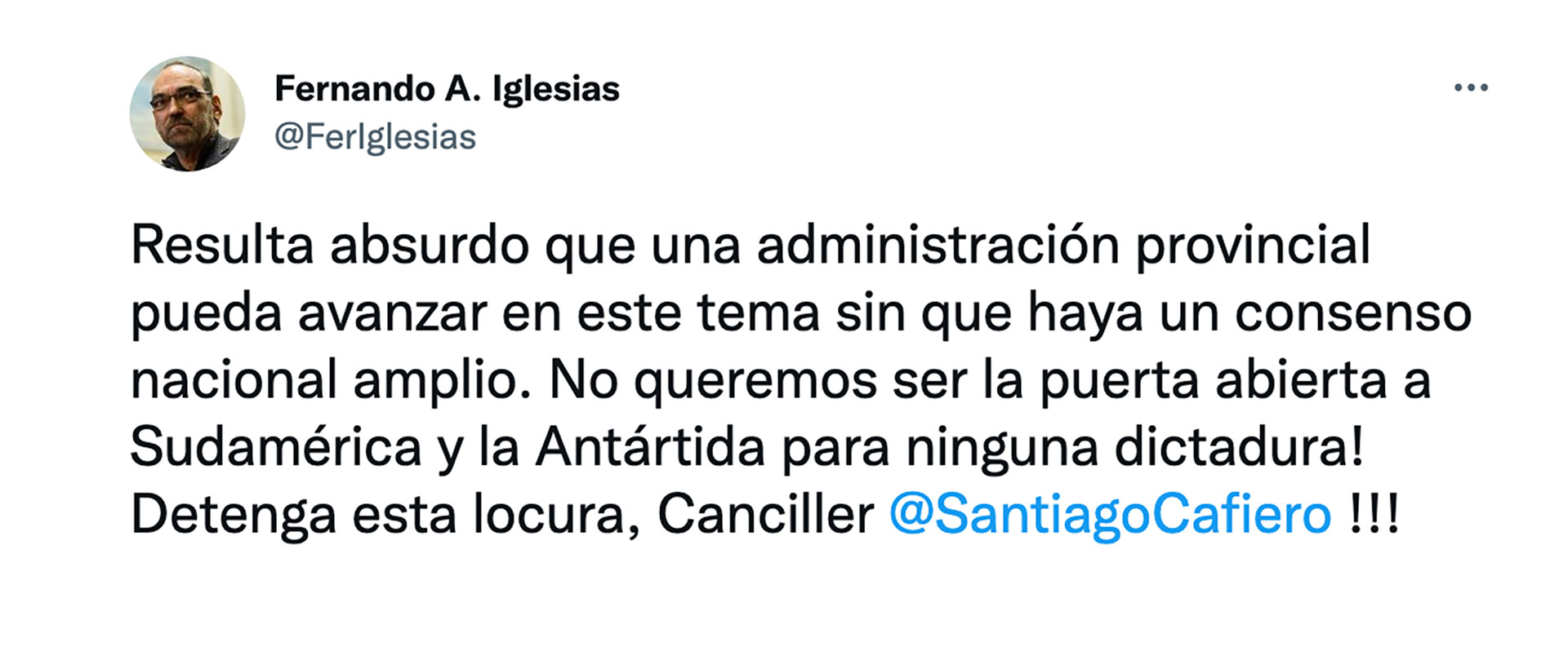 El pedido de Fernando Iglesias a Santiago Cafiero 