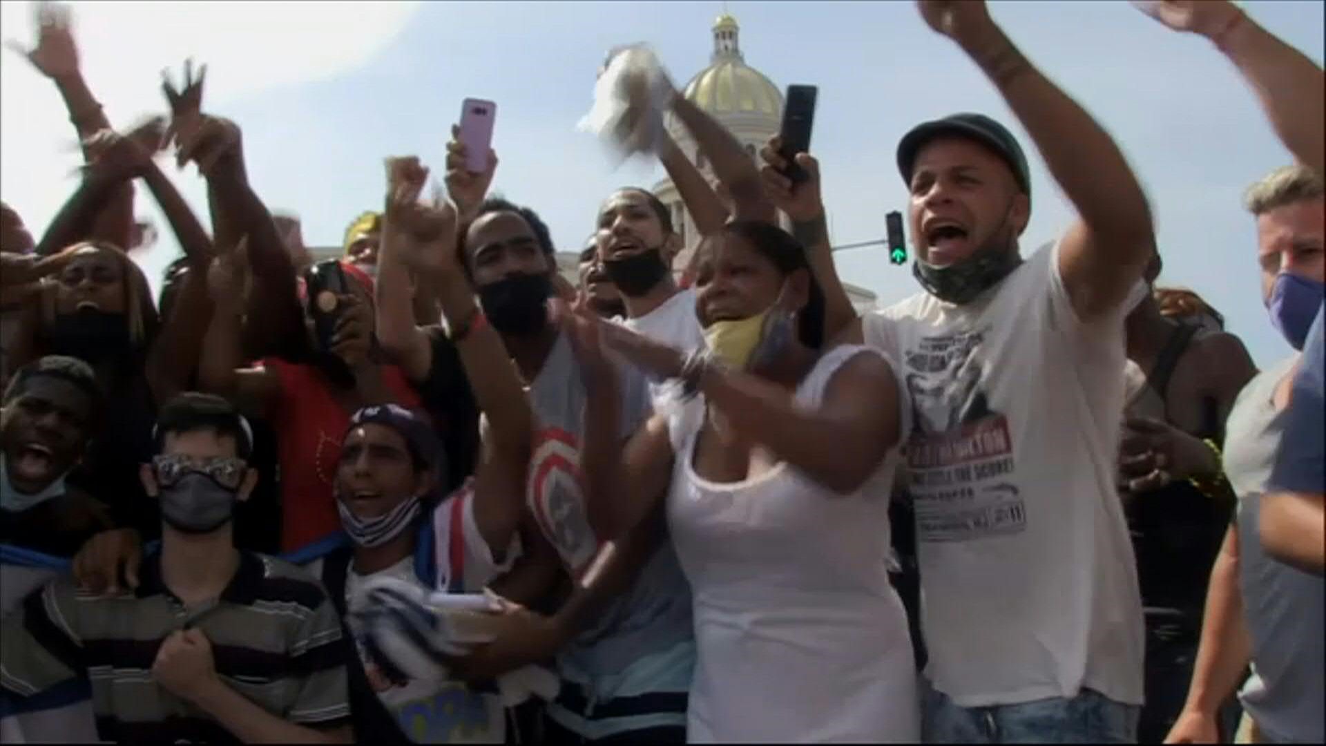 Demonstrators participated in protests against power cuts in Cuba