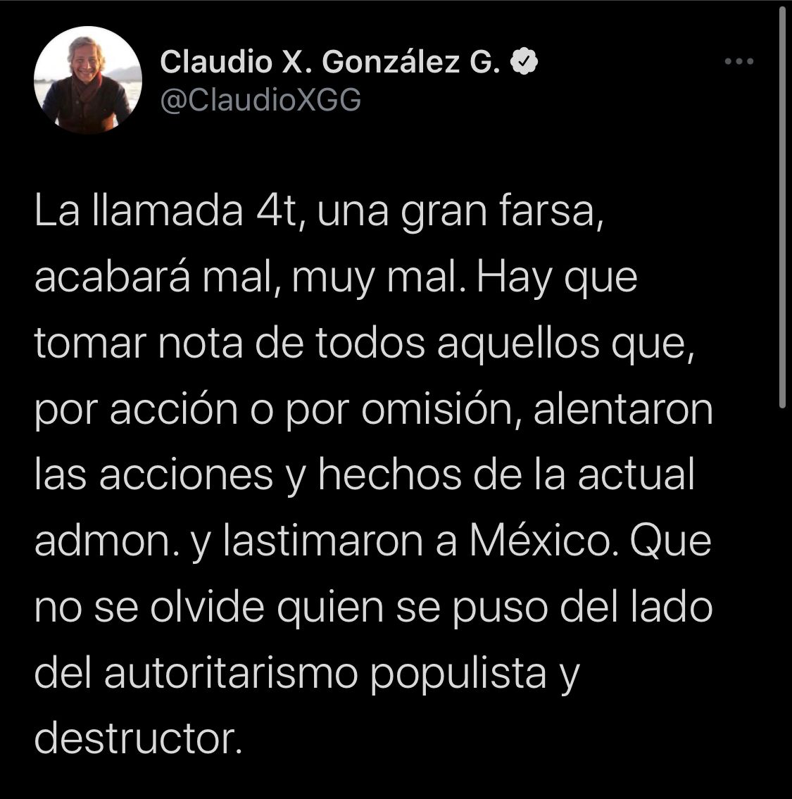 Claudio X. González lanzó amenaza en Twitter (Foto: Twitter/@ClaudioXGG)