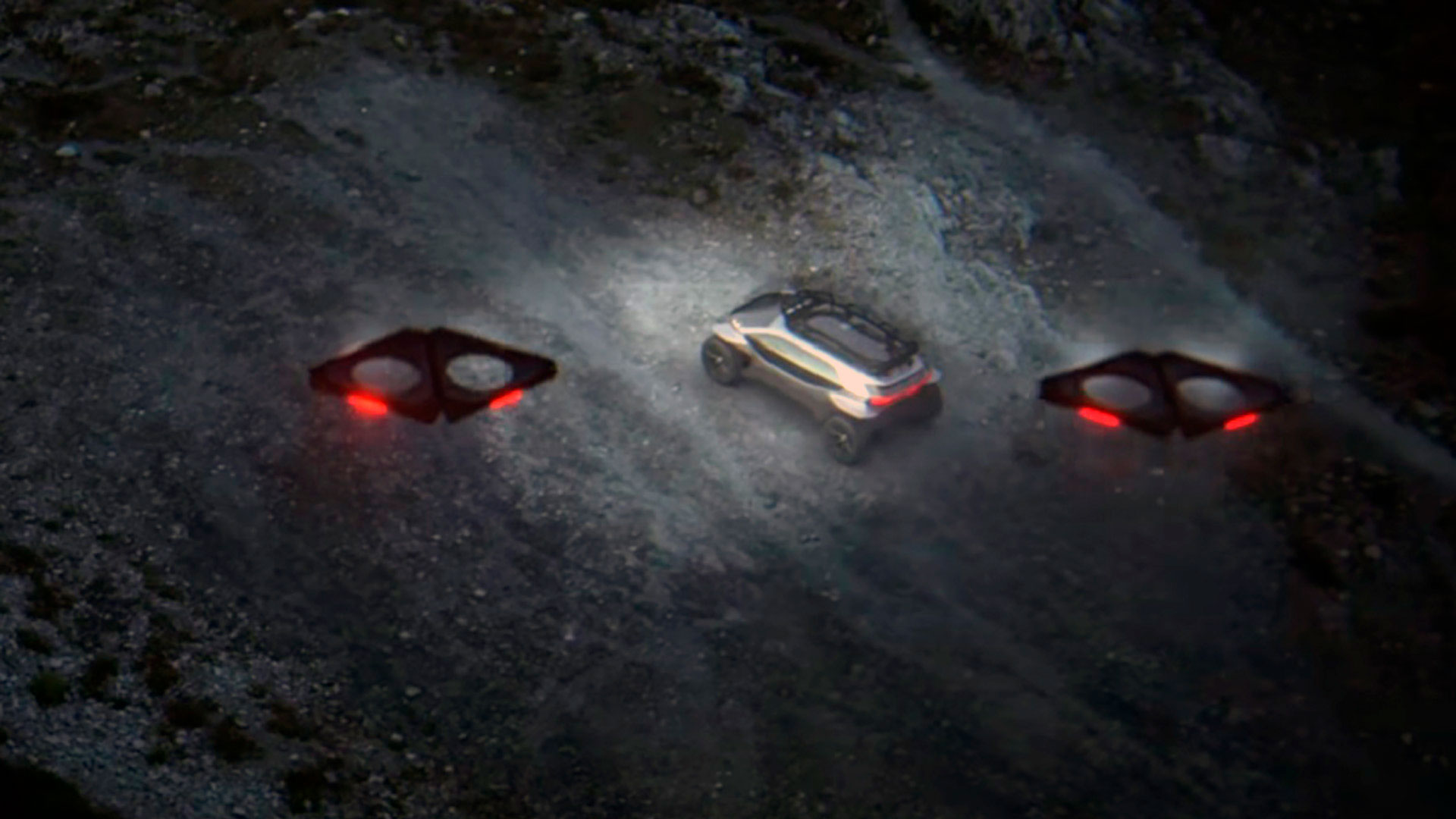 En 2019, Audi también presentó un vehículo concepto, que mostraba un uso diferente de los drones, en este caso para iluminar el terreno al que se quería acceder