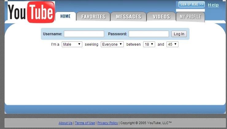 Primera versión de YouTube en el año 2005. (Unocero)