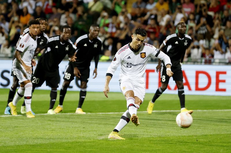 Ante el Sheriff de Moldavia, por Europa League, Cristiano Ronaldo anotó su único gol de la temporada con Manchester United (REUTERS) 