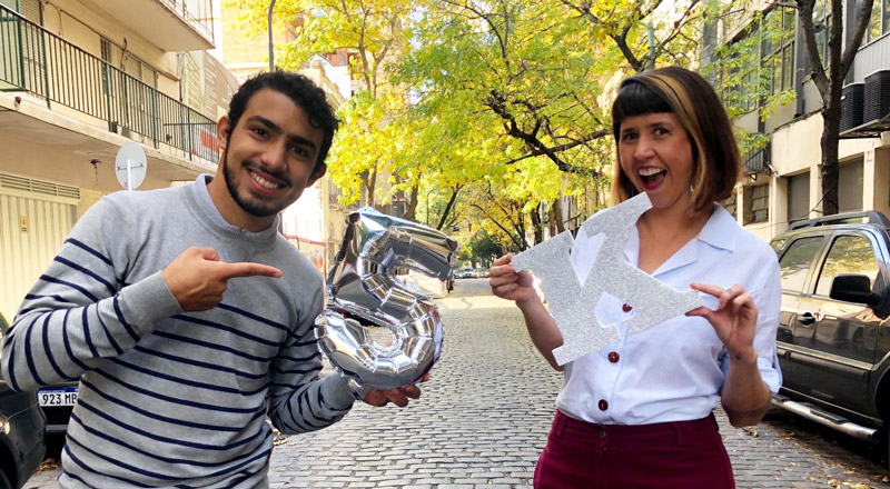 Lautaro y Lucía cuando celebraron alcanzar los 5.000 seguidores en Instagram. Hoy el canal busca patrocinadores para poder mantenerse y crecer. (Imagen: gentileza CNSordos)
