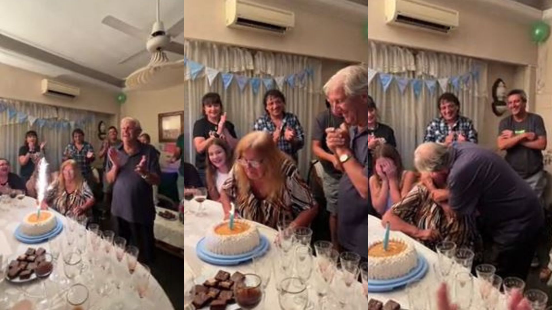 El tierno momento en el que una abuela sopló las velas de un pastel, pensando que era su cumpleaños