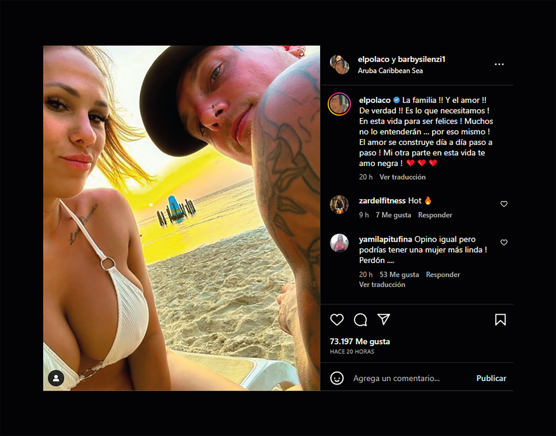 La publicación de El Polaco y Barby Silenzi