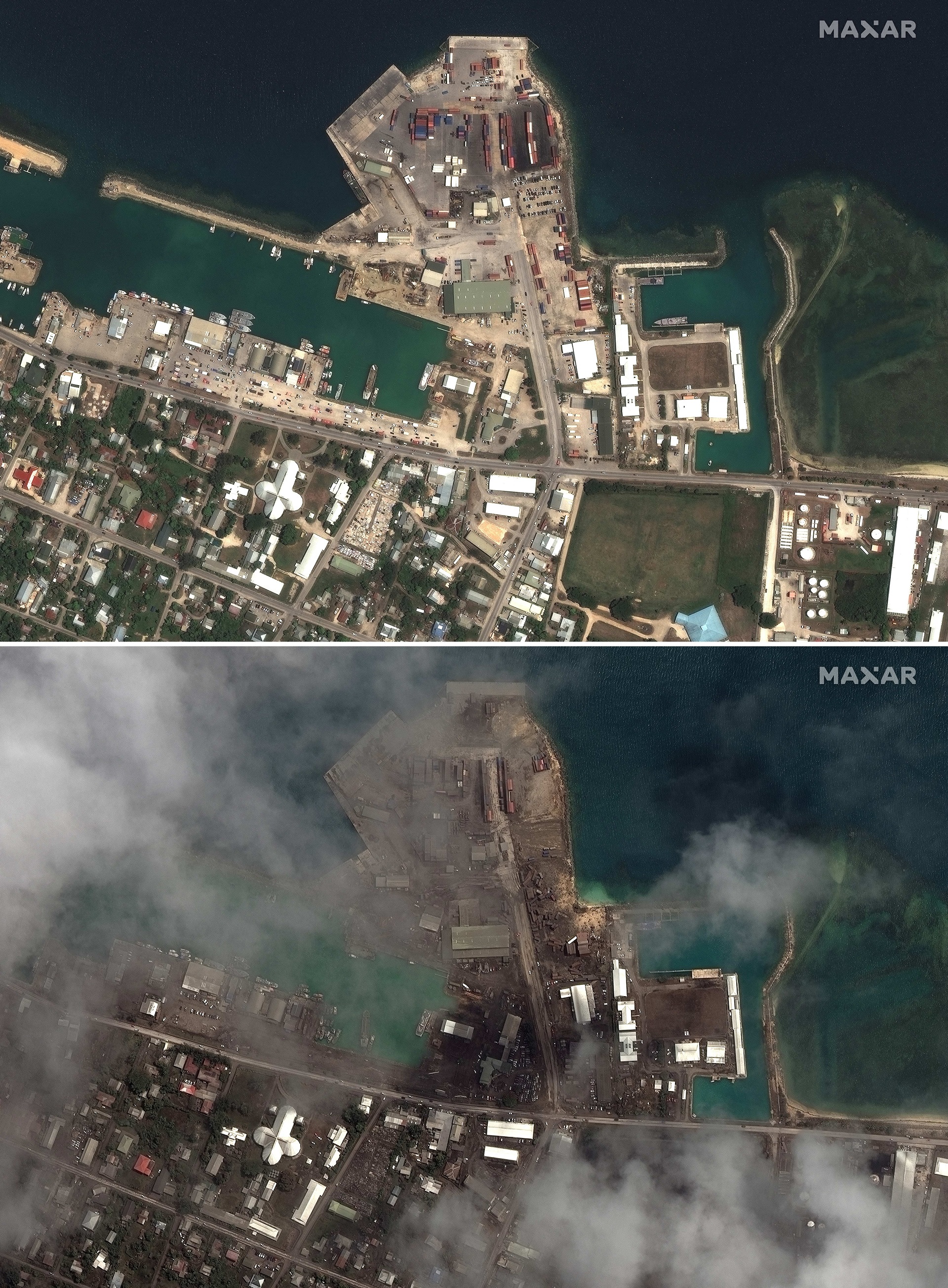 La devastación en Nukualofa, capital de Tonga (AFP)